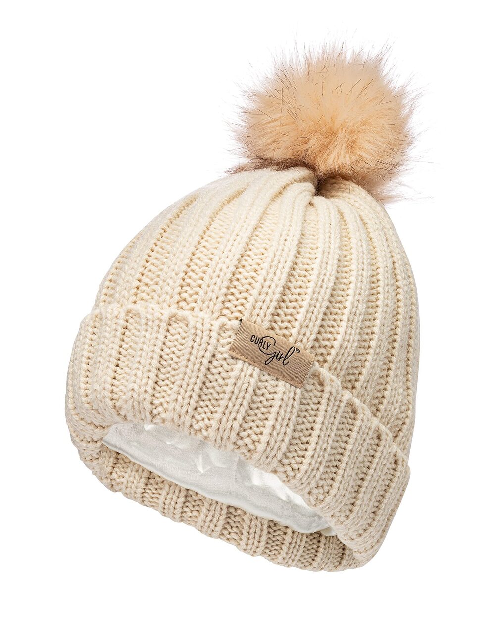 9265 Method Approved Satin Lined Beanie with Pom, Winter Hat for Natural